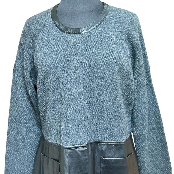 Pendleton Jacket‎ Women's Sz XL Lambs Wool & Leather Grey & Black Front Pockets - Picture 2 of 12